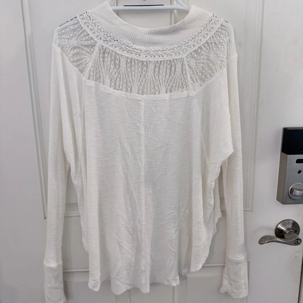 Free People Spring Valley Top S | Ivory Lace Waffle